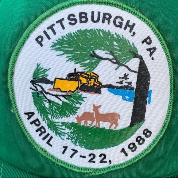 Vintage Pittsburg Pennsylvania 1988 Nature Deer Trees SnapBack Mesh Trucker Hat - Picture 3 of 6
